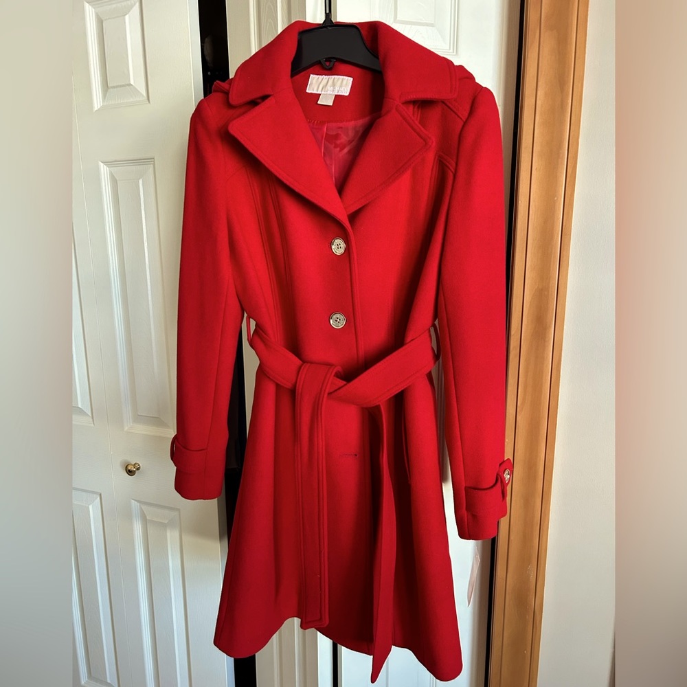 Red Michael Kors winter coat